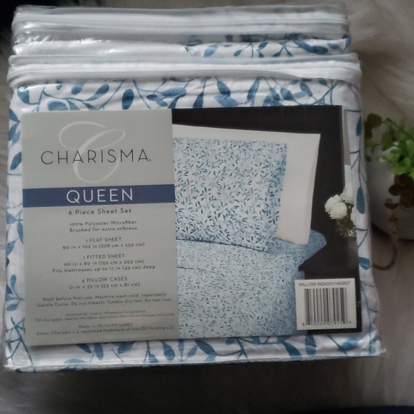 Charisma Bedding Charisma 6 Piece Blue Floral Queen Sheet Set
